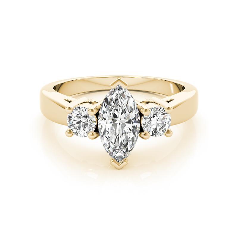 Anillo de Aniversario de Diamantes Marquesa de Tres Piedras Certificado por GIA de 0,80 quilates