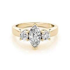 Anillo de Aniversario de Diamantes Marquesa de Tres Piedras Certificado por GIA de 0,80 quilates