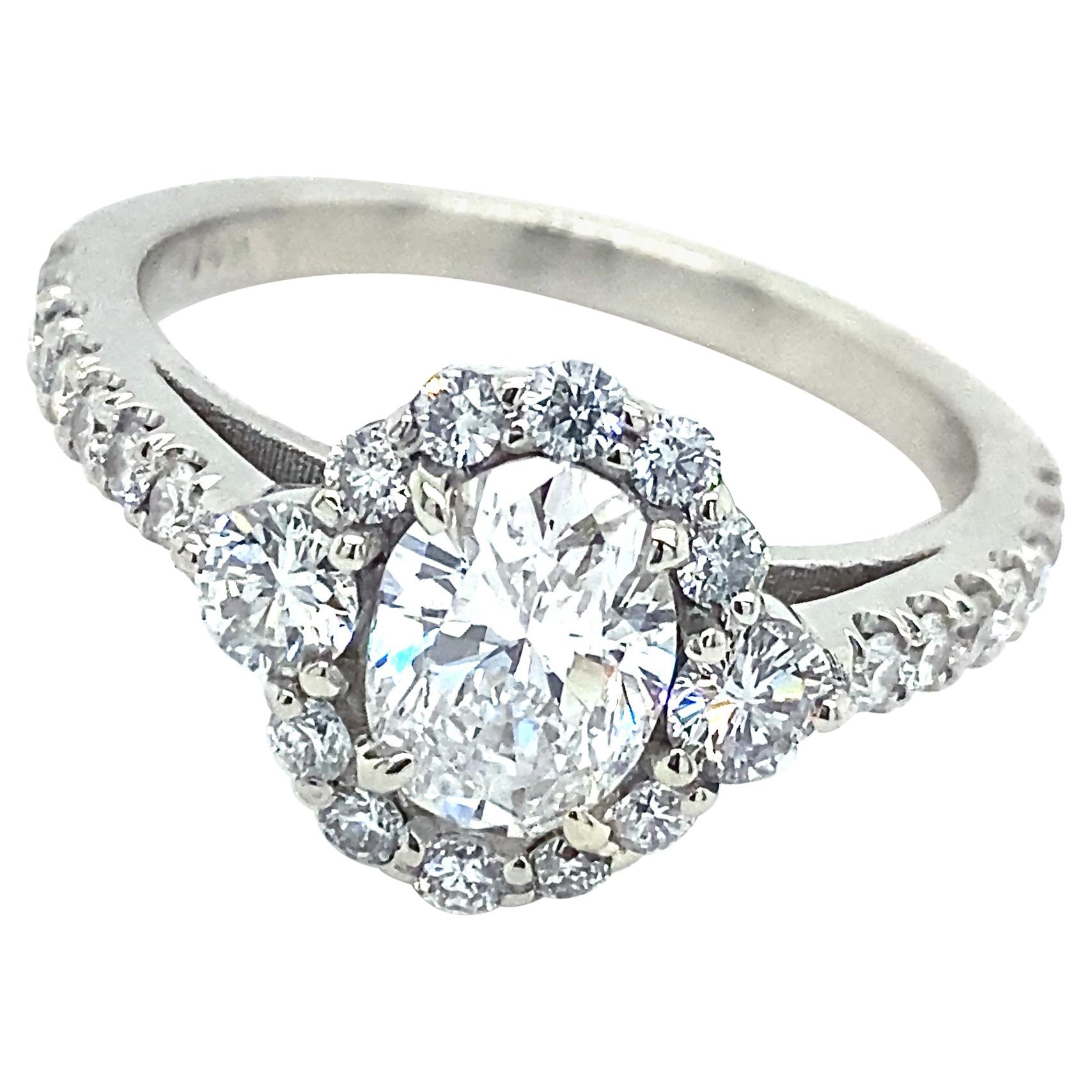 GIA Certified D Colorless 0.80 Carat Oval Diamond in White Gold Engagement Ring