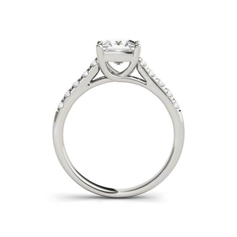 Taglio princess Anello di diamanti a traliccio con cattedrale da 0,80 carati certificato GIA in vendita