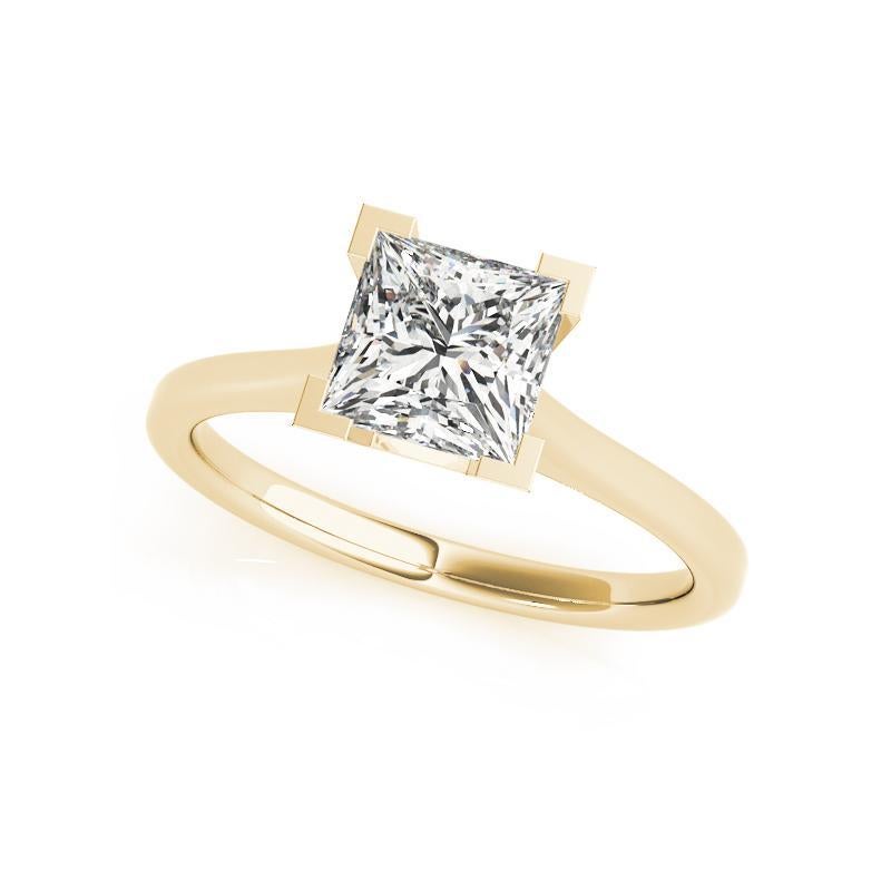 Taille princesse Bague solitaire en diamant certifié GIA 0,80 carat Princesse contemporaine en vente