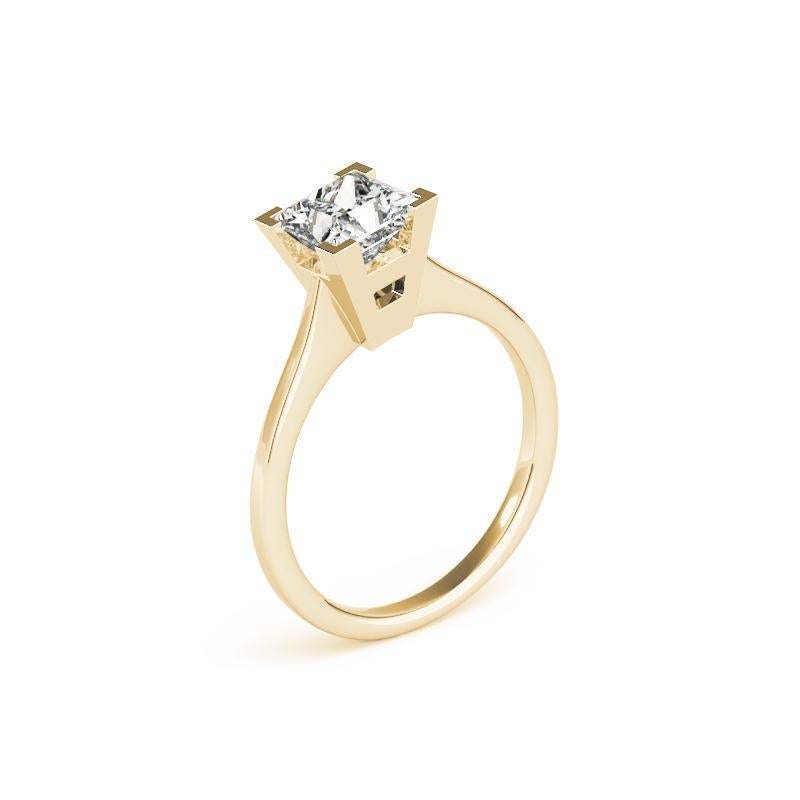Bague solitaire en diamant certifié GIA 0,80 carat Princesse contemporaine Pour femmes en vente