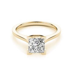 Bague solitaire en diamant certifié GIA 0,80 carat Princesse contemporaine