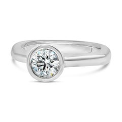 GIA Certified 0.80 Carat Round Brilliant Diamond Bezel Solitaire Engagement Ring
