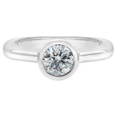 GIA Certified 0.80 Carat Round Brilliant Diamond Bezel Solitaire Engagement Ring