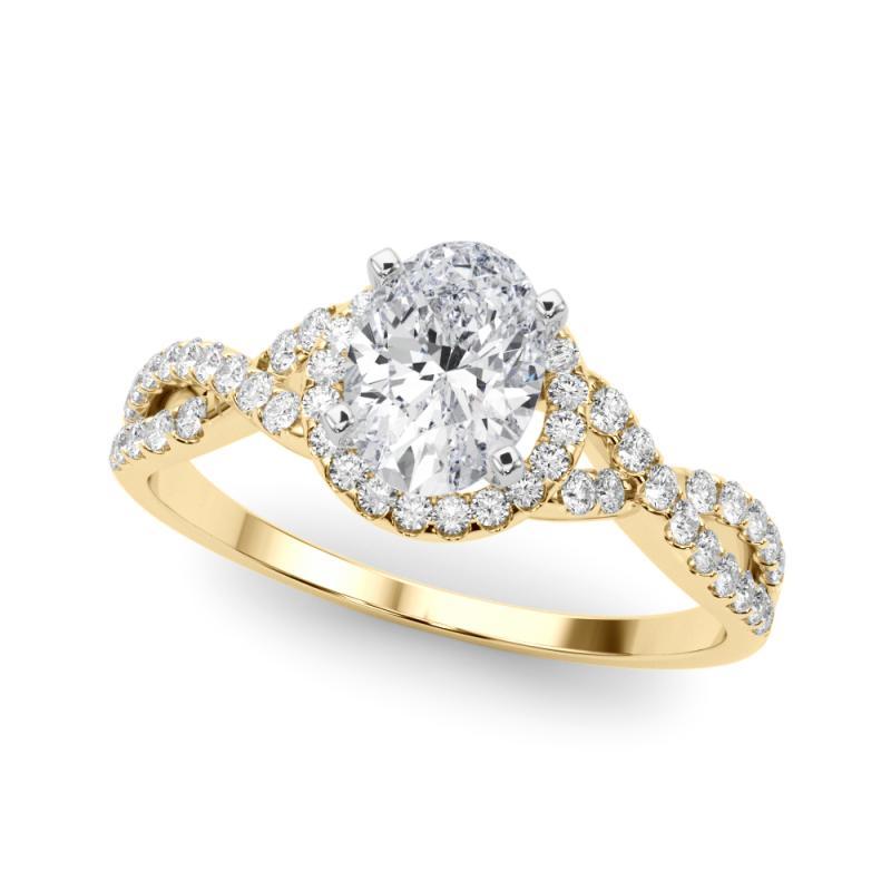 GIA zertifiziert 0,80 Karat Solitär Oval Halo Infinity Diamant Ring (Ovalschliff) im Angebot