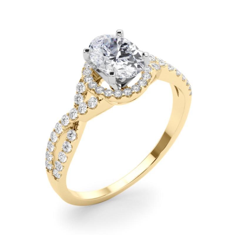GIA zertifiziert 0,80 Karat Solitär Oval Halo Infinity Diamant Ring Damen im Angebot