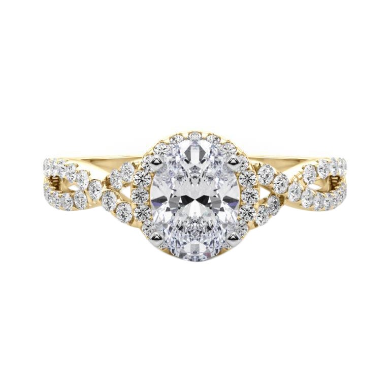 GIA zertifiziert 0,80 Karat Solitär Oval Halo Infinity Diamant Ring