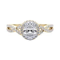 GIA zertifiziert 0,80 Karat Solitär Oval Halo Infinity Diamant Ring