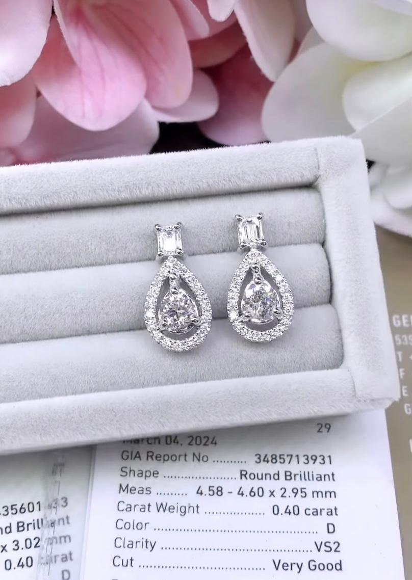 Orecchini in oro 18K con diamanti da 0,80 carati certificati GIA In condizioni Nuovo in vendita a Massafra, IT