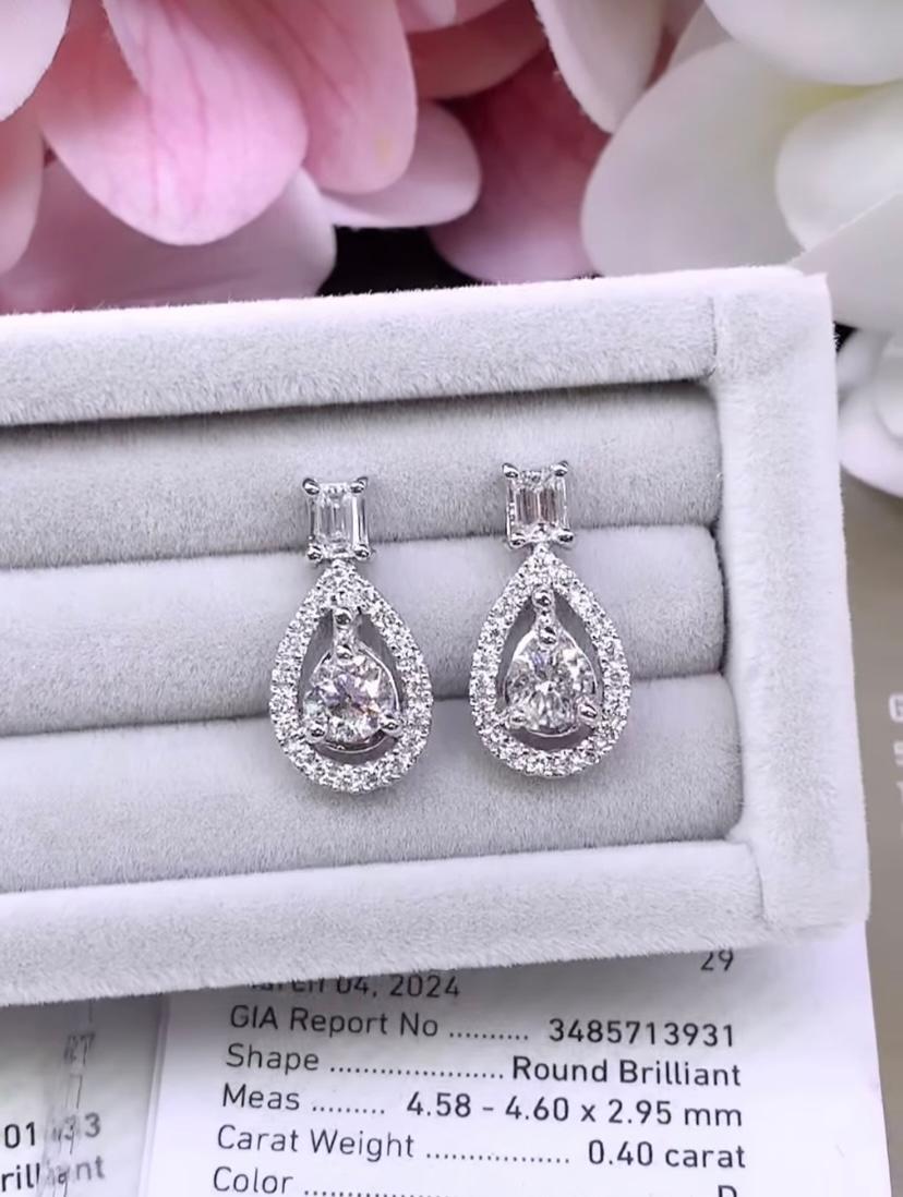 Donna Orecchini in oro 18K con diamanti da 0,80 carati certificati GIA in vendita