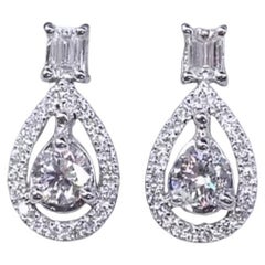 GIA Certified 0.80 Ct Diamonds 18K Gold Earrings