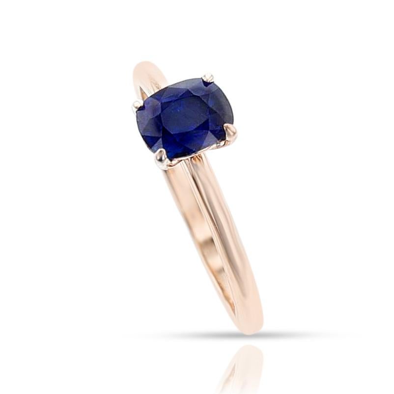 GIA Certified 0.80 ct. Unheated Burma Sapphire Ring, 14k Rose In Excellent Condition For Sale In New York, NY