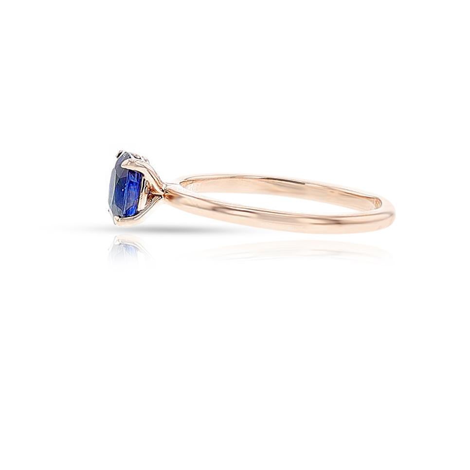 GIA Certified 0.80 ct. Unheated Burma Sapphire Ring, 14k Rose For Sale 1