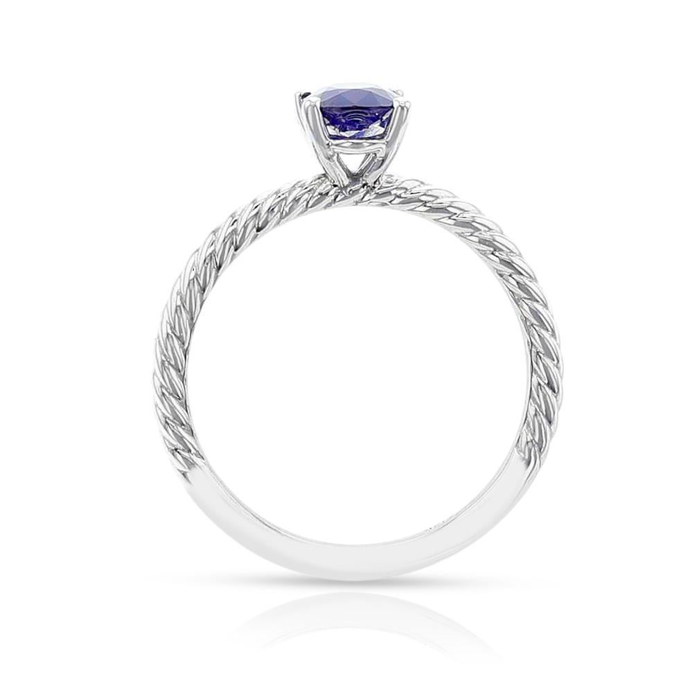 GIA Certified 0.80 ct. Unheated Burma Sapphire Ring, 14k White In New Condition For Sale In New York, NY