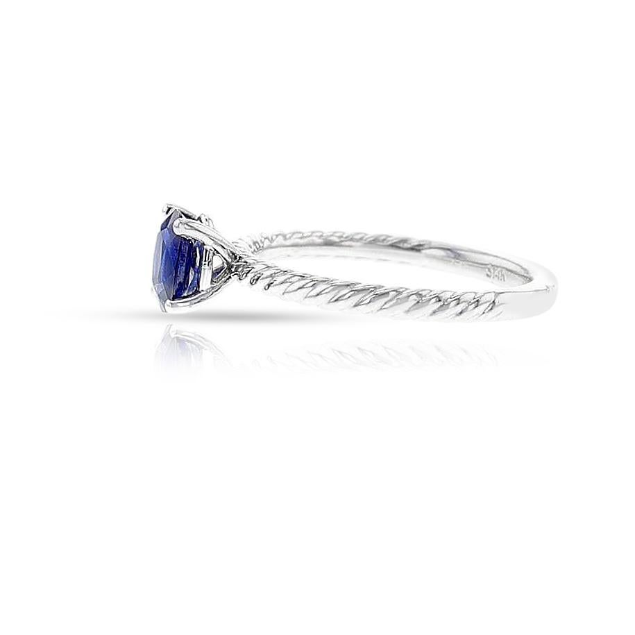 Women's or Men's GIA Certified 0.80 ct. Unheated Burma Sapphire Ring, 14k White For Sale