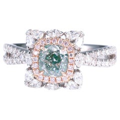 GIA-zertifizierter, 0,80 Karat naturfarbener, hellgrauer CUSHION DIAMOND ON 18KT GOLDring