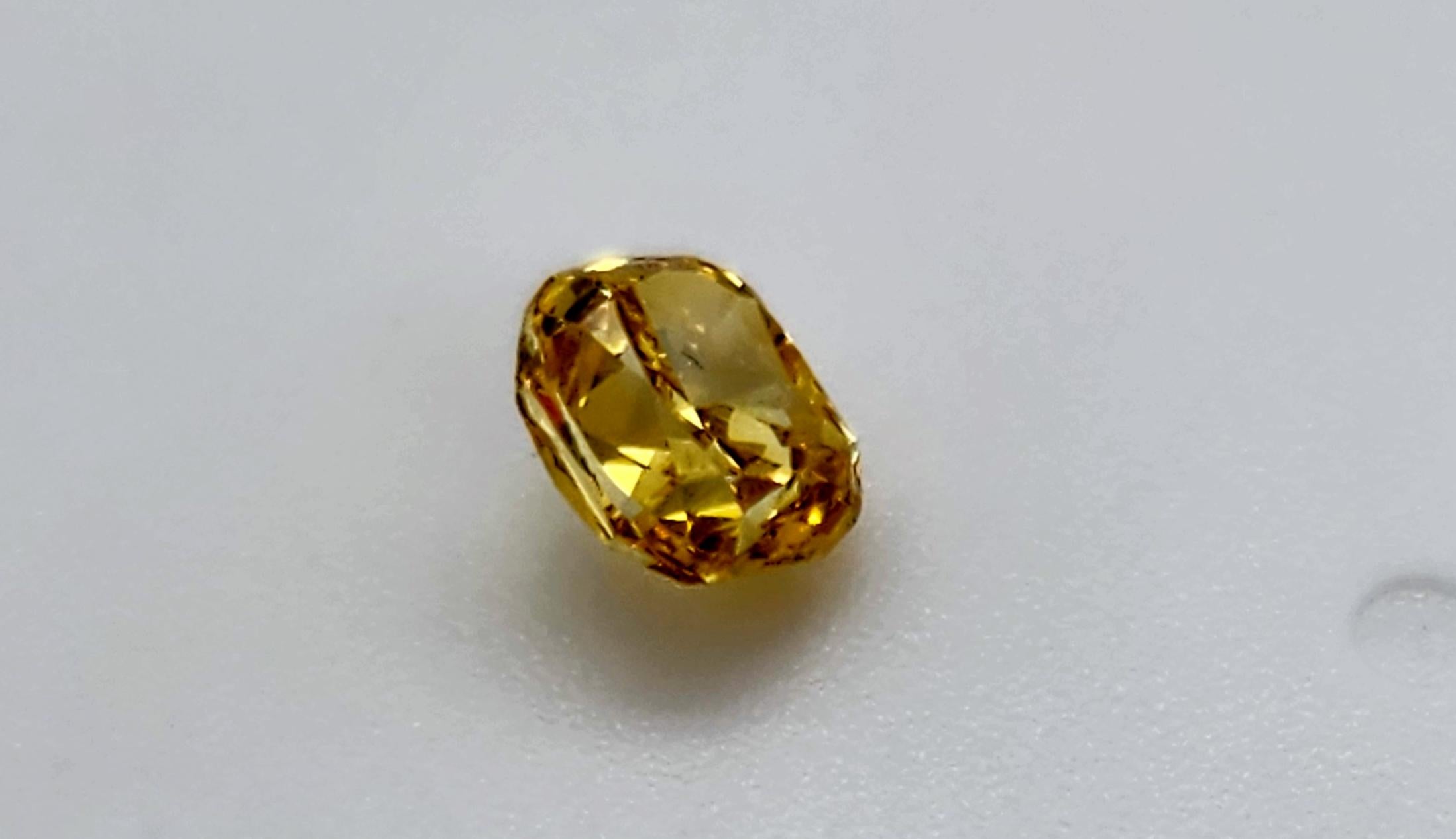 Cushion Cut GIA Certified 0.81 Carat Cushion Fancy Deep Orangy Yellow Natural Diamond For Sale