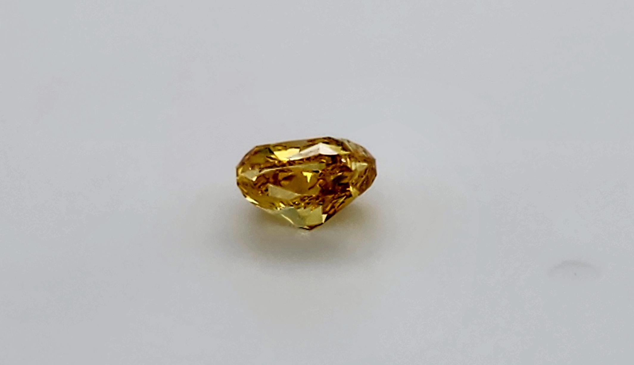 GIA Certified 0.81 Carat Cushion Fancy Deep Orangy Yellow Natural Diamond In New Condition For Sale In New York, NY