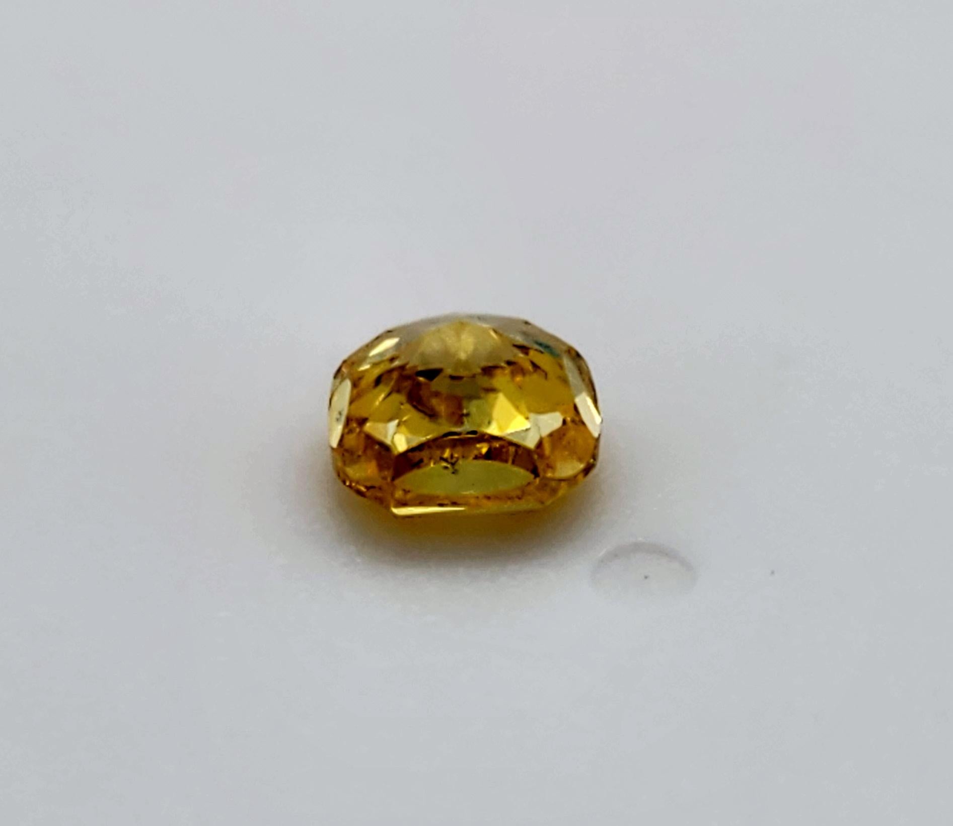 GIA Certified 0.81 Carat Cushion Fancy Deep Orangy Yellow Natural Diamond For Sale 1