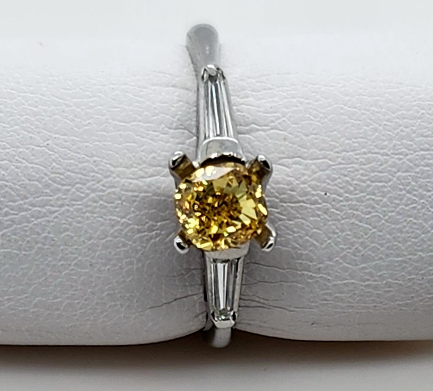 GIA Certified 0.81 Carat Cushion Fancy Deep Orangy Yellow Natural Diamond For Sale 3