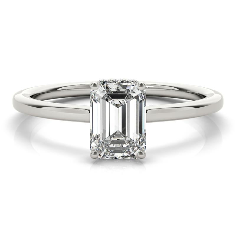 GIA Certified 0,81 Carat Emerald Hidden Halo Slim Band Diamond Ring In condizioni Nuovo in vendita a New York, NY