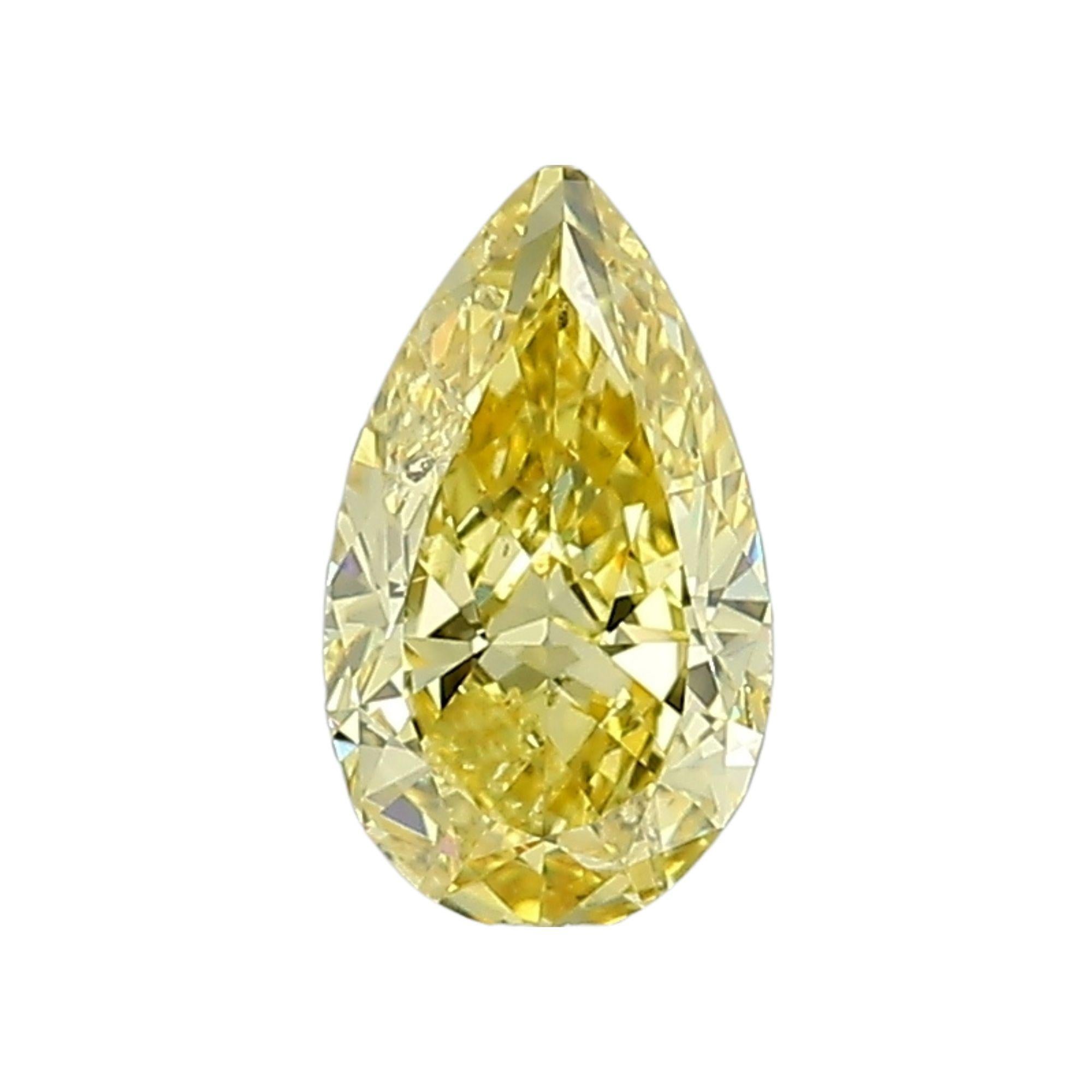 Moderne Diamant naturel certifié GIA de 0,81 carat, taille poire, de couleur jaune vif, en vrac en vente