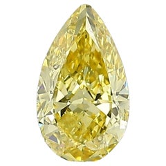 Diamant naturel certifié GIA de 0,81 carat, taille poire, de couleur jaune vif, en vrac