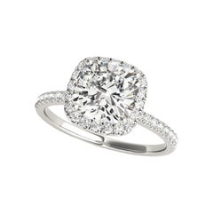GIA Certified 0.81 Carat Halo Square Cushion Basket Set Diamond Ring