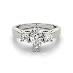 GIA Certified 0.81 Carat Marquise Three-Stone Anniversary Platinum Diamond Ring