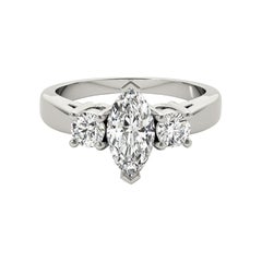 GIA Certified 0.81 Carat Marquise Three-Stone Anniversary Platinum Diamond Ring