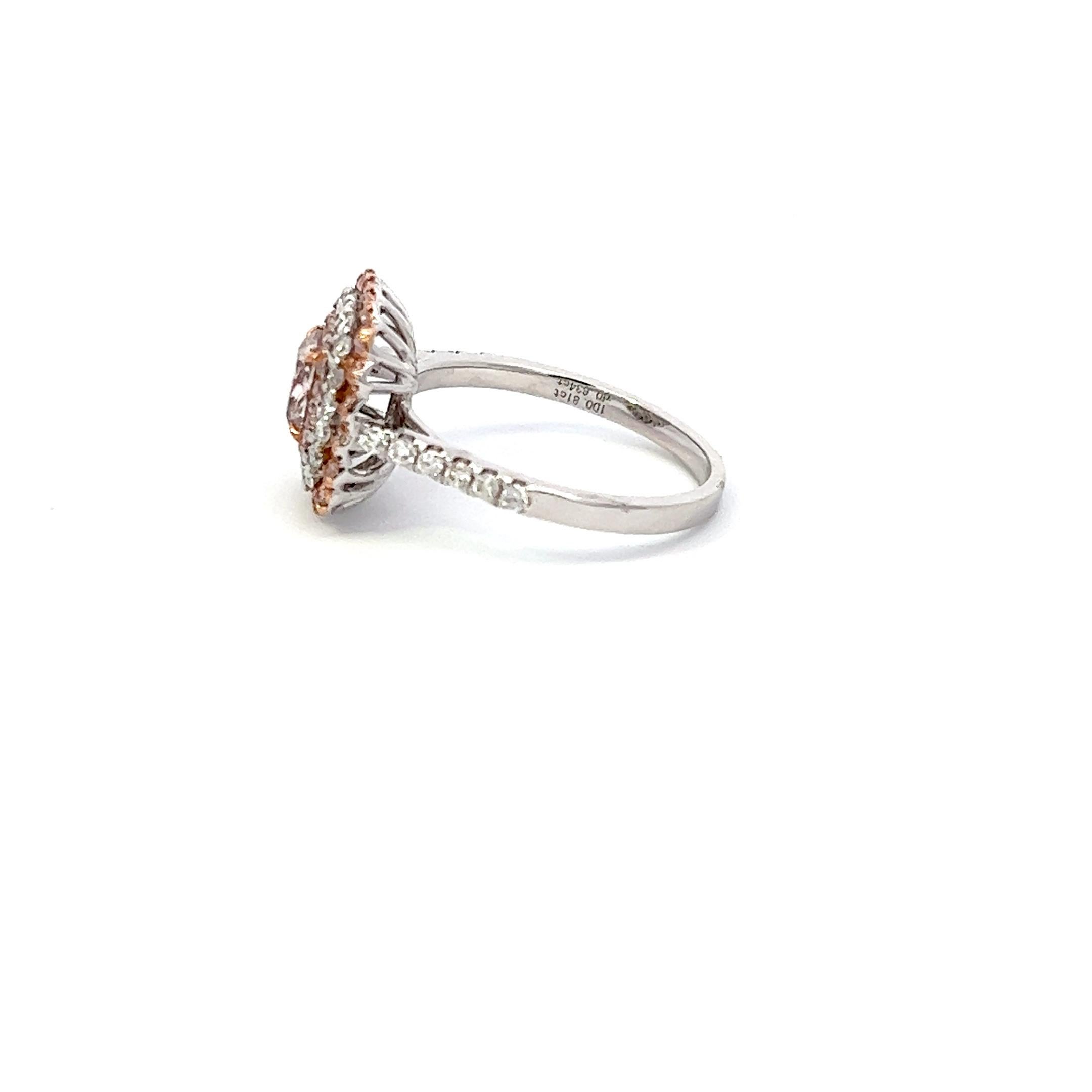 Cushion Cut GIA Certified 0.81 Carat Pink Diamond Ring For Sale