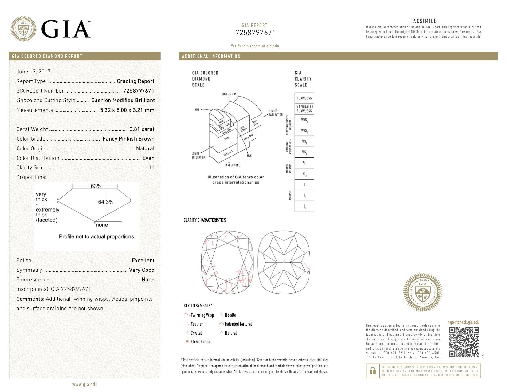 Women's GIA Certified 0.81 Carat Pink Diamond Ring For Sale