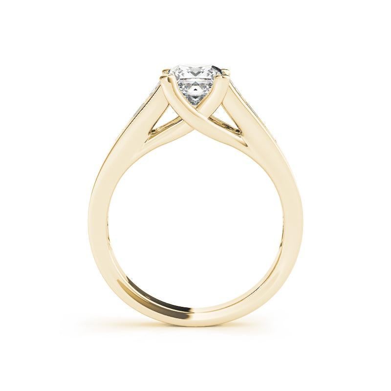 Bague en or jaune certifié GIA 0.81 carat Princess Channel Cathedral Diamond Ring Neuf - En vente à New York, NY