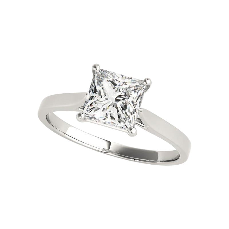 GIA zertifiziert 0,81 Karat Prinzessin Solitär Kathedrale Platin Diamantring