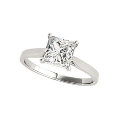 GIA Certified 0.81 Carat Princess Solitaire Cathedral Platinum Diamond Ring