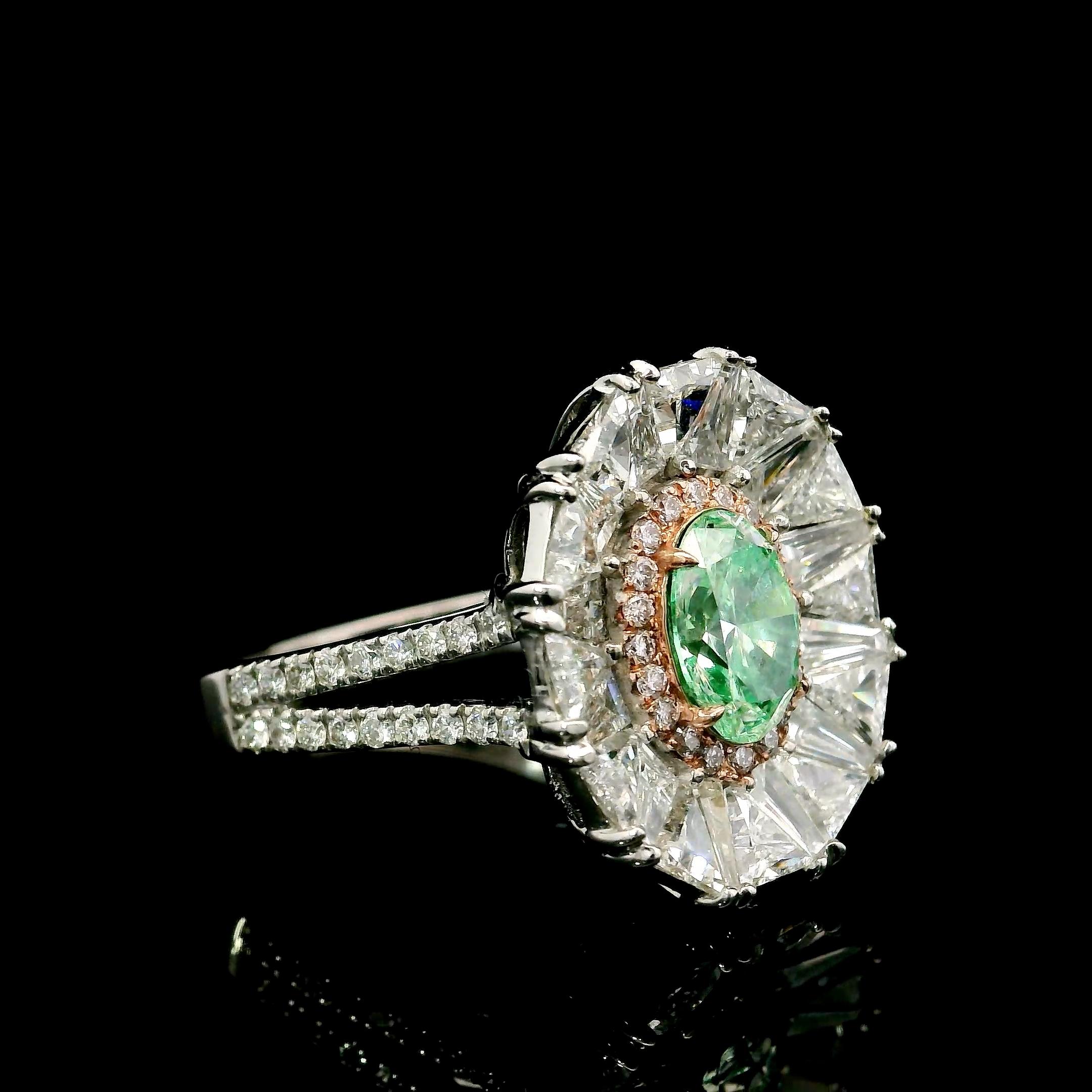 Oval Cut GIA Certified 0.81 Carat Very Light Yellow Green SI2 Clarity Diamond Ring For Sale