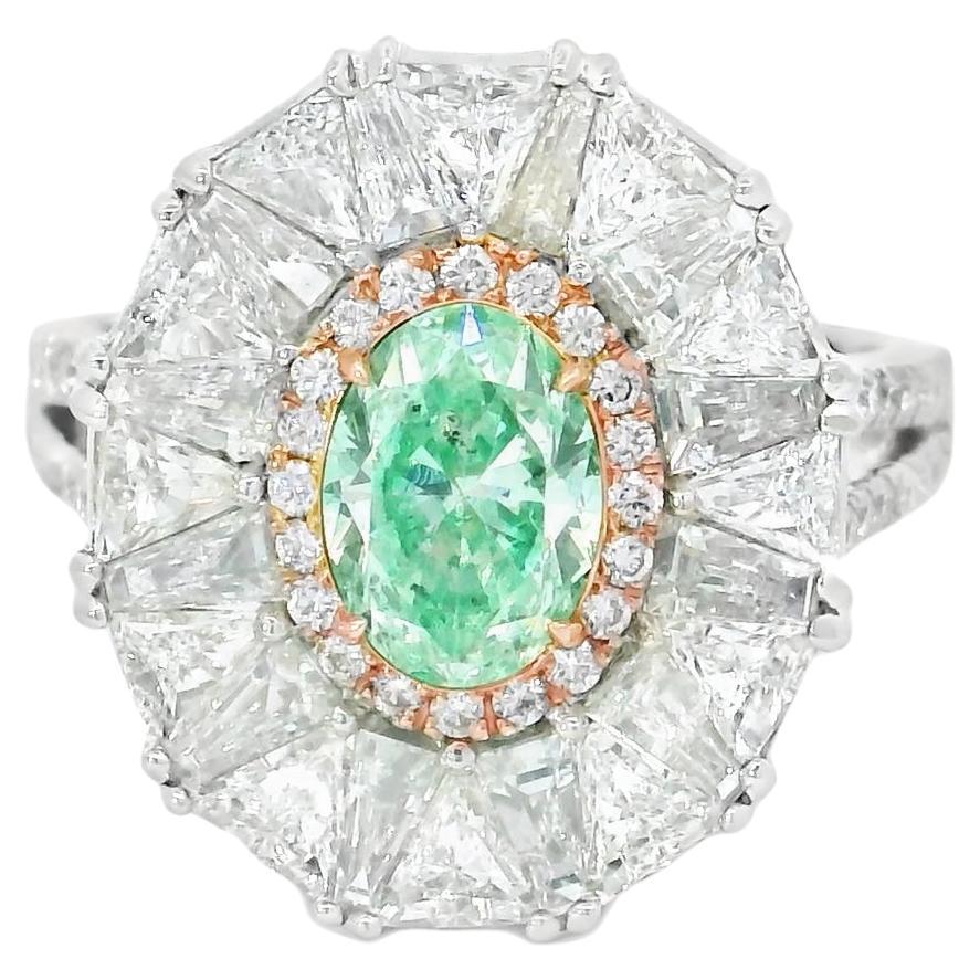 GIA Certified 0.81 Carat Very Light Yellow Green SI2 Clarity Diamond Ring