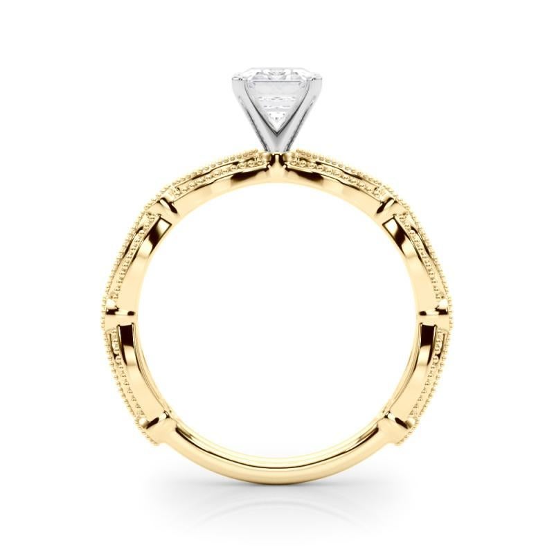 GIA zertifiziert 0.81 Karat Vintage Smaragd Milgrain Band Diamantring im Zustand „Neu“ im Angebot in New York, NY