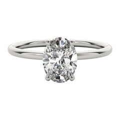 GIA Certified 0.82 Carat Hidden Halo Oval Solitaire White Gold Diamond Ring
