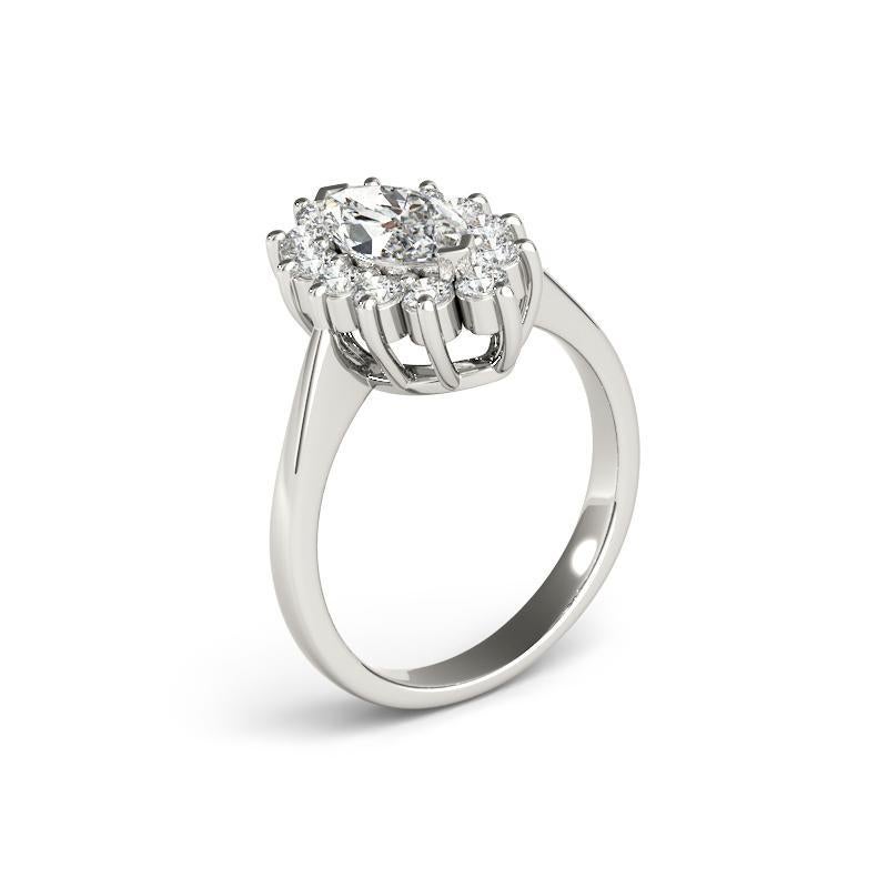 Donna GIA certificato 0,82 carati Marquise Halo Anniversary  Anello con diamante