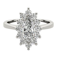 GIA certificato 0,82 carati Marquise Halo Anniversary  Anello con diamante