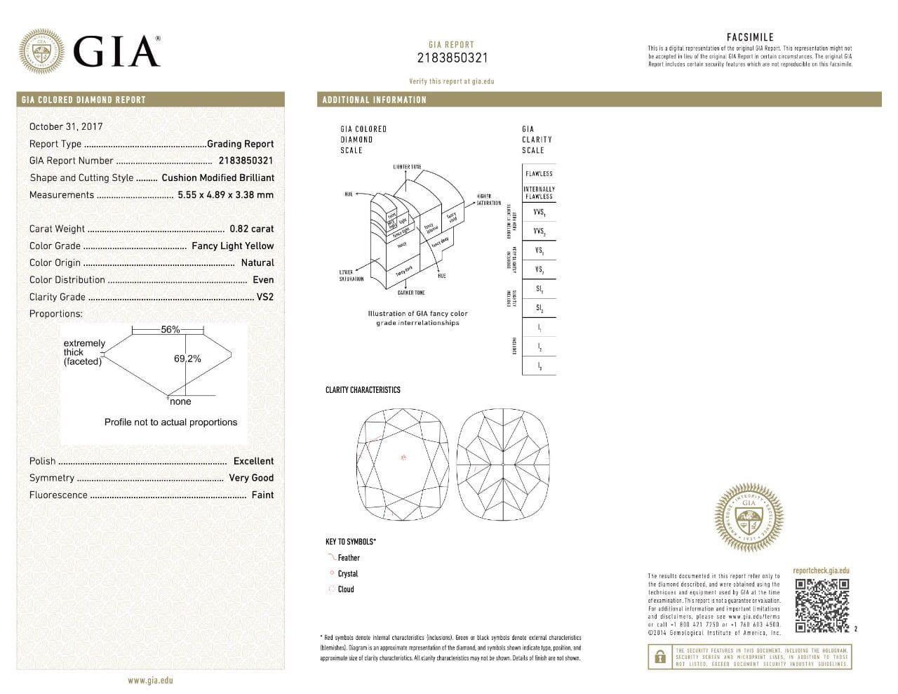 GIA Certified 0.82CTS Fancy Light Yellow VS2 Clarity 18K Ring For Sale 2