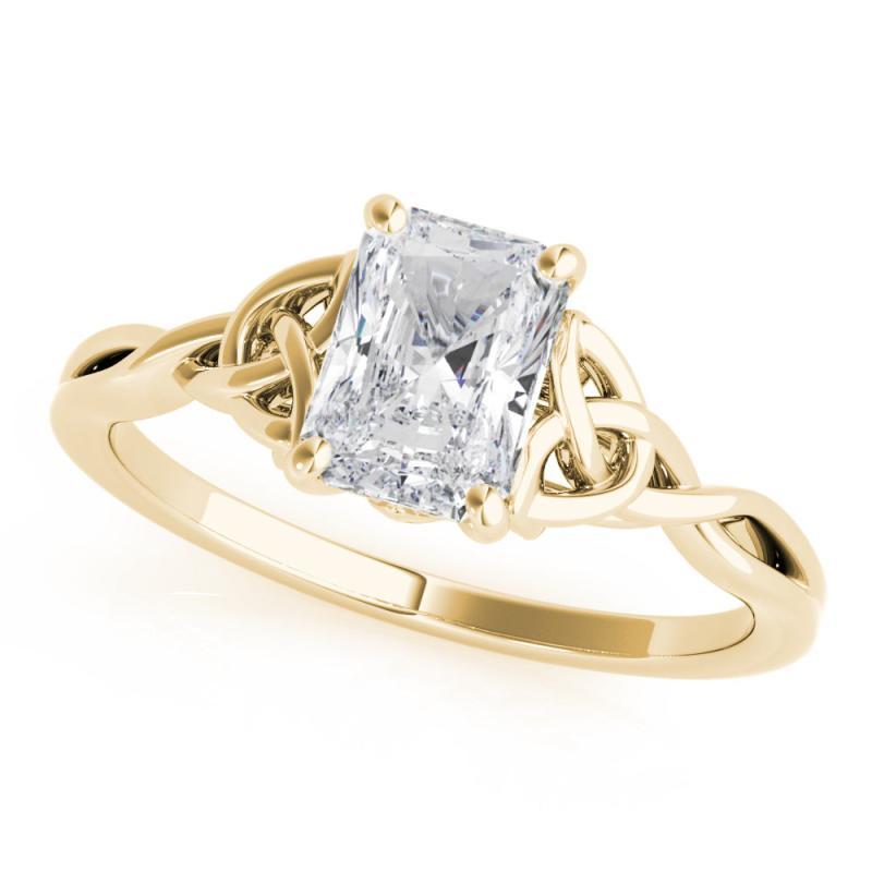 Radiant Cut GIA Certified 0.83 Carat Celtic Knot Radiant Solitaire Diamond Ring For Sale
