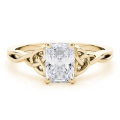 Bague diamant solitaire radiant à nœud celtique certifié GIA 0,83 carat