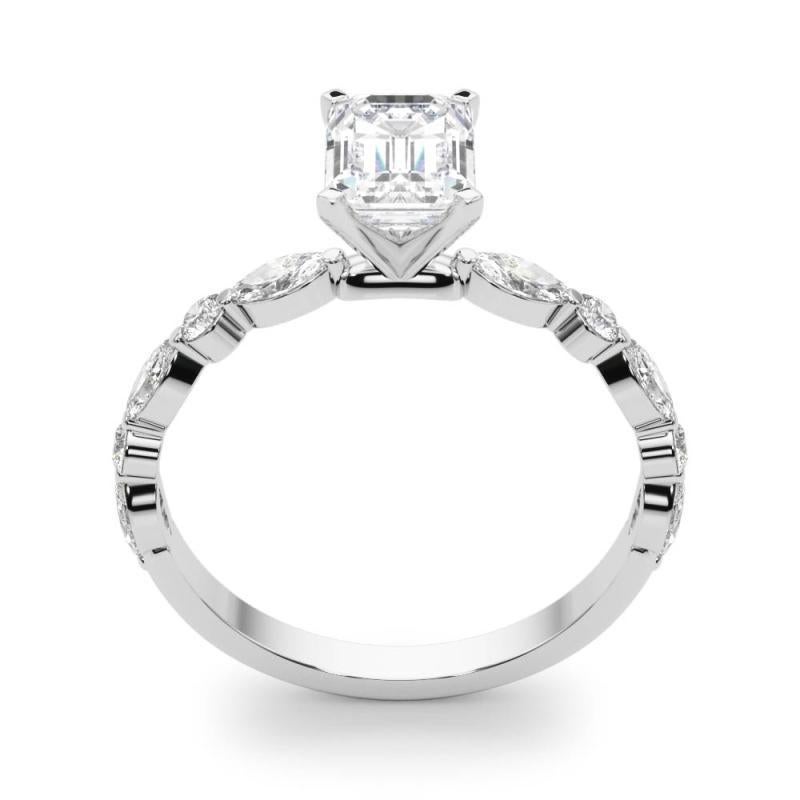 GIA zertifiziert 0.83 Karat Smaragd Diamant Band Solitär Diamantring Damen im Angebot