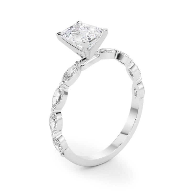 GIA zertifiziert 0.83 Karat Smaragd Diamant Band Solitär Diamantring im Angebot 1