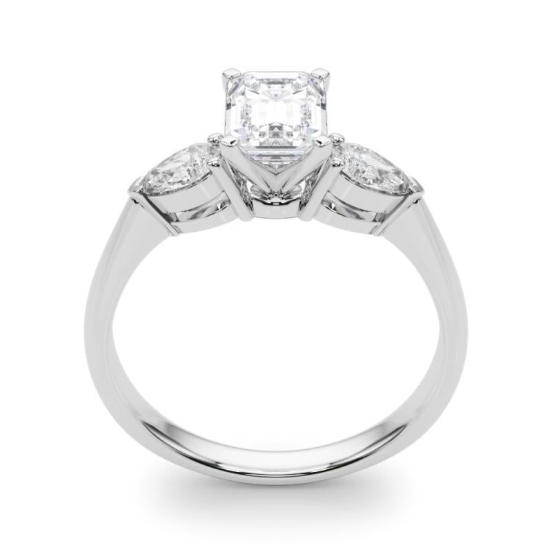 Donna GIA Certified 0.83 Carat Emerald East-West Three-Stone Diamond Ring in vendita