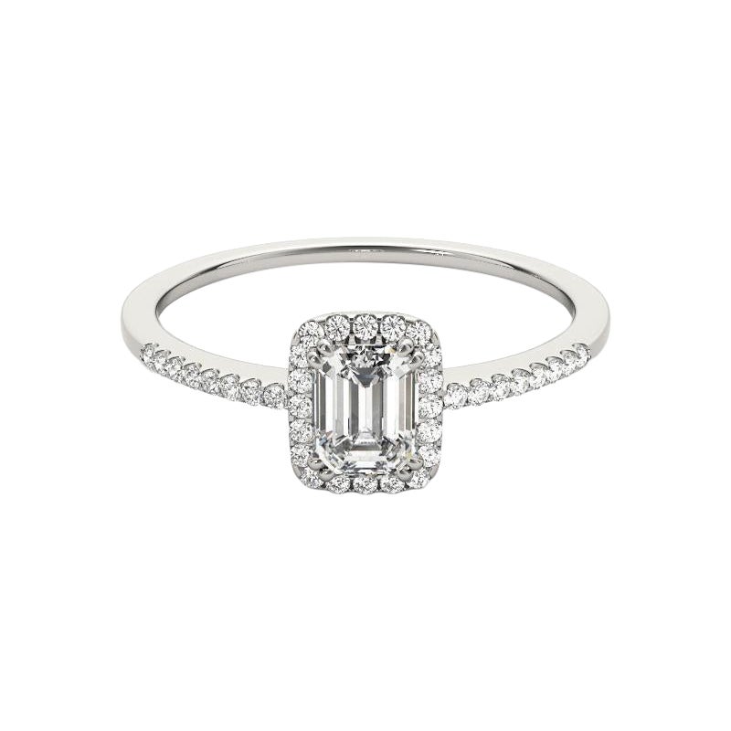 GIA Certified 0.83 Carat Emerald Halo Filigree Basket Diamond Ring For Sale