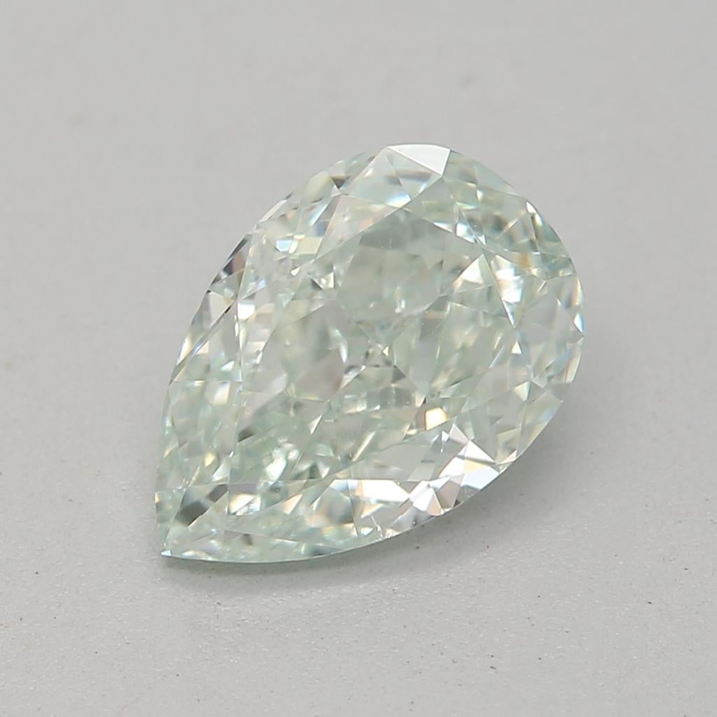 Certificate: GIA 
Report Number: 2377761582
Shape And Cut: Pear
Carat Weight: 0.83 carat
Measurements: 7.42 x 5.08 x 3.05 mm
Color Grade: Fancy Light Green

FEATURES OF THE DIAMOND:

This Fancy Light Green Diamond is a rare and beautiful colored